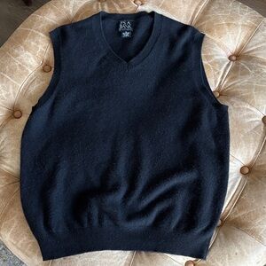 Jos. A. Bank Black Cashmere V-Neck Pullover Vest